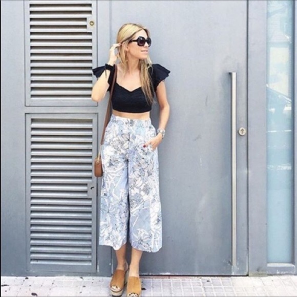 Zara Pants - Zara Striped Floral Culottes